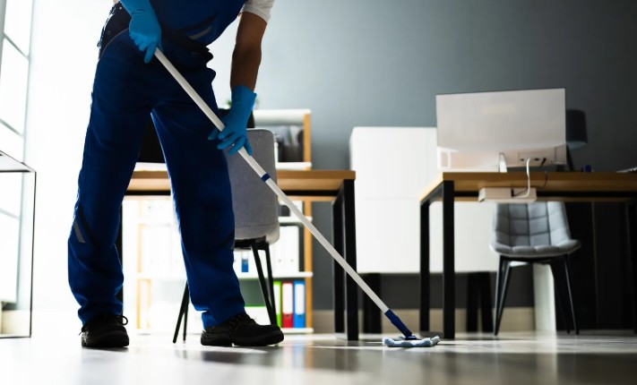 Janitor Mopping Floor
